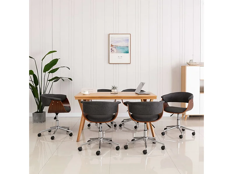 Chaises pivotantes à manger lot de 6 gris tissu
