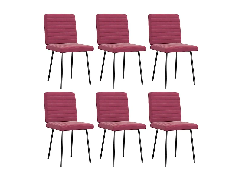 Chaises à manger lot de 6 rouge bordeaux velours