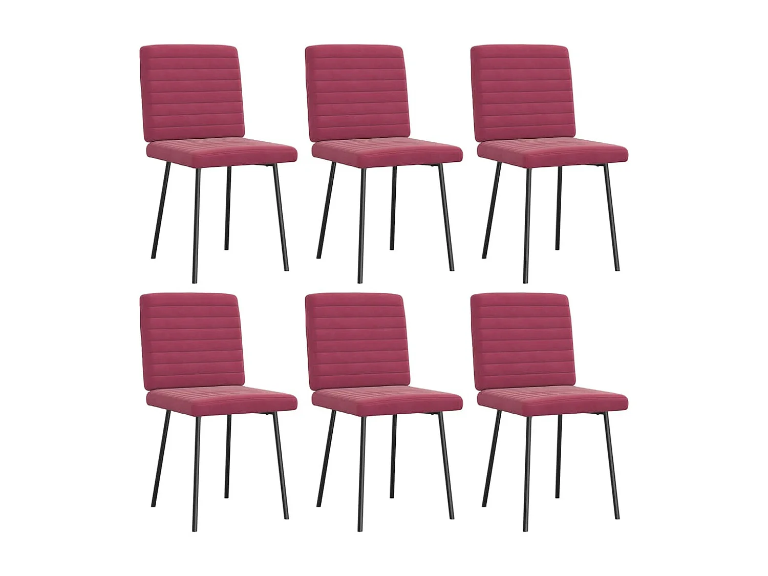 Chaises à manger lot de 6 rouge bordeaux velours