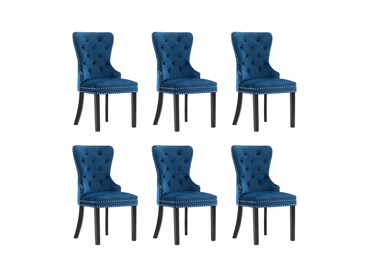 Chaises à manger lot de 6 bleu velours
