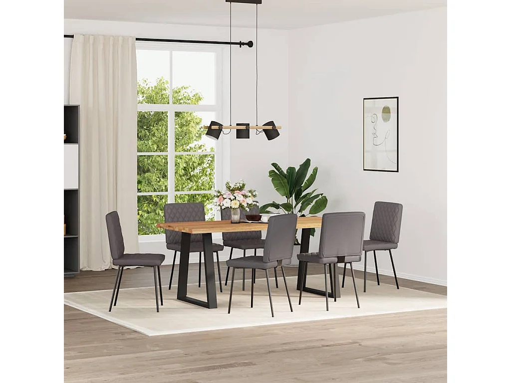 Chaises à manger lot de 6 gris similicuir