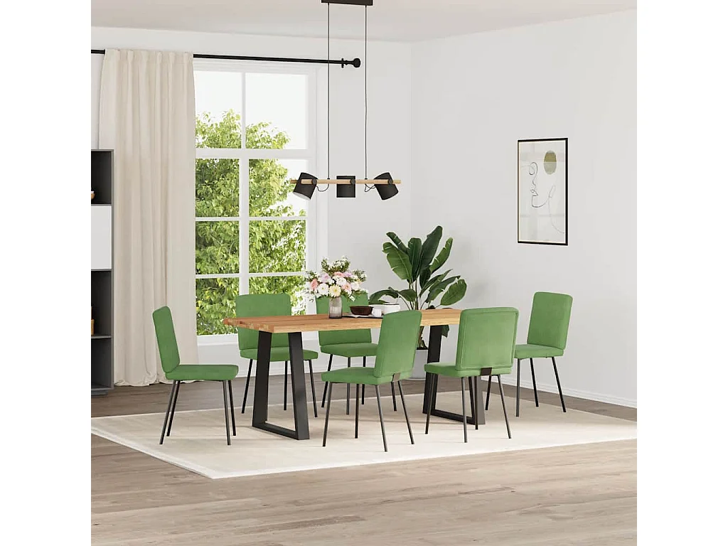 Eetkamerstoelen 6 stukkenfluweel lichtgroen