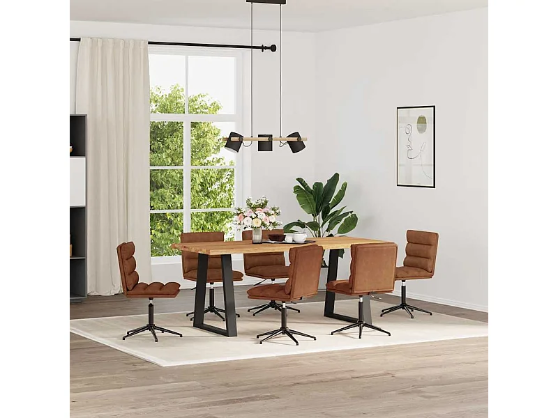 Sillas de comedor 6 unidades cuero sintético marrón
