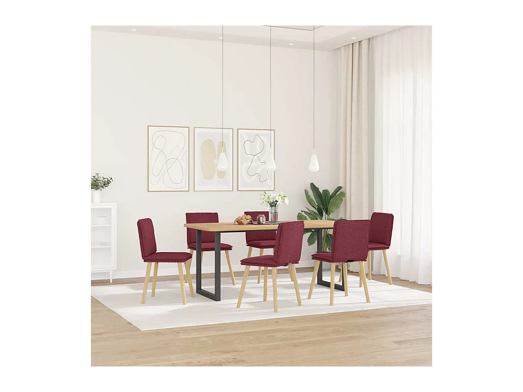 Chaises à manger lot de 6 rouge bordeaux tissu