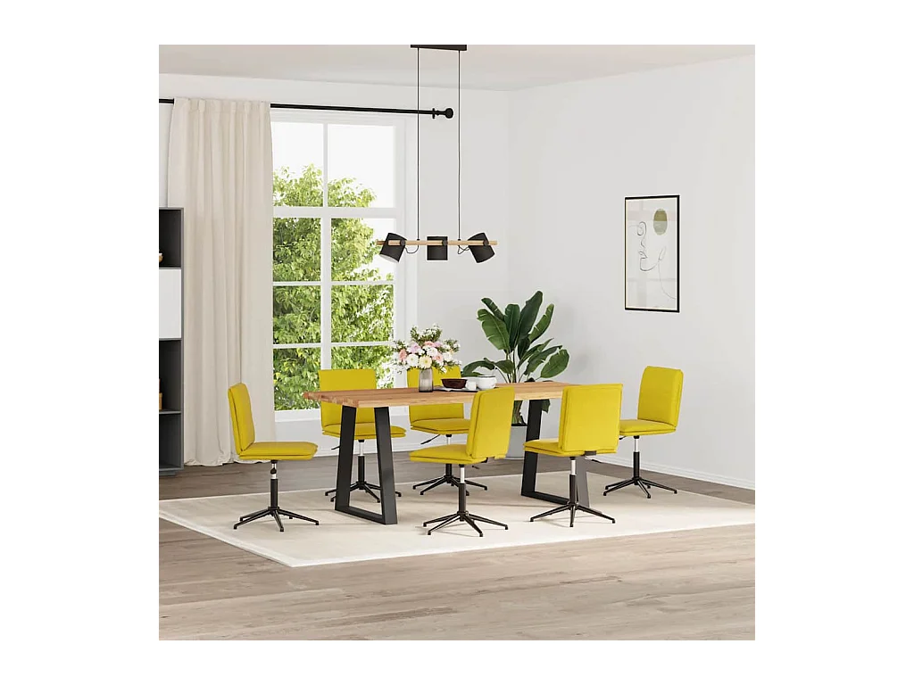 Chaises à manger lot de 6 jaune velours