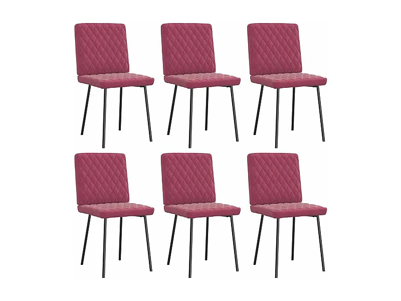 Chaises à manger lot de 6 rouge bordeaux velours