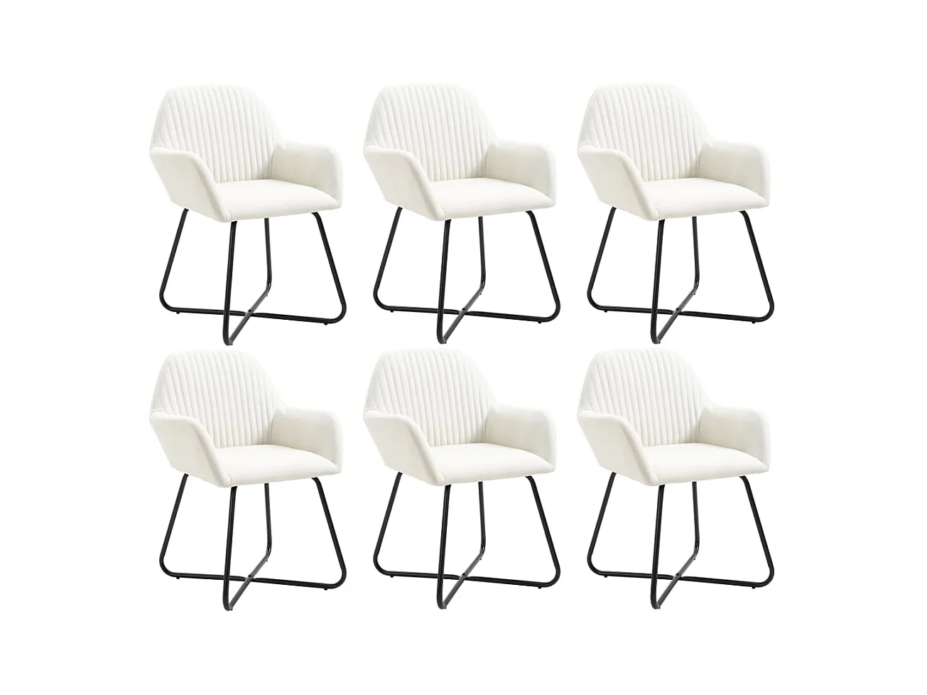 Chaises à manger lot de 6 crème tissu
