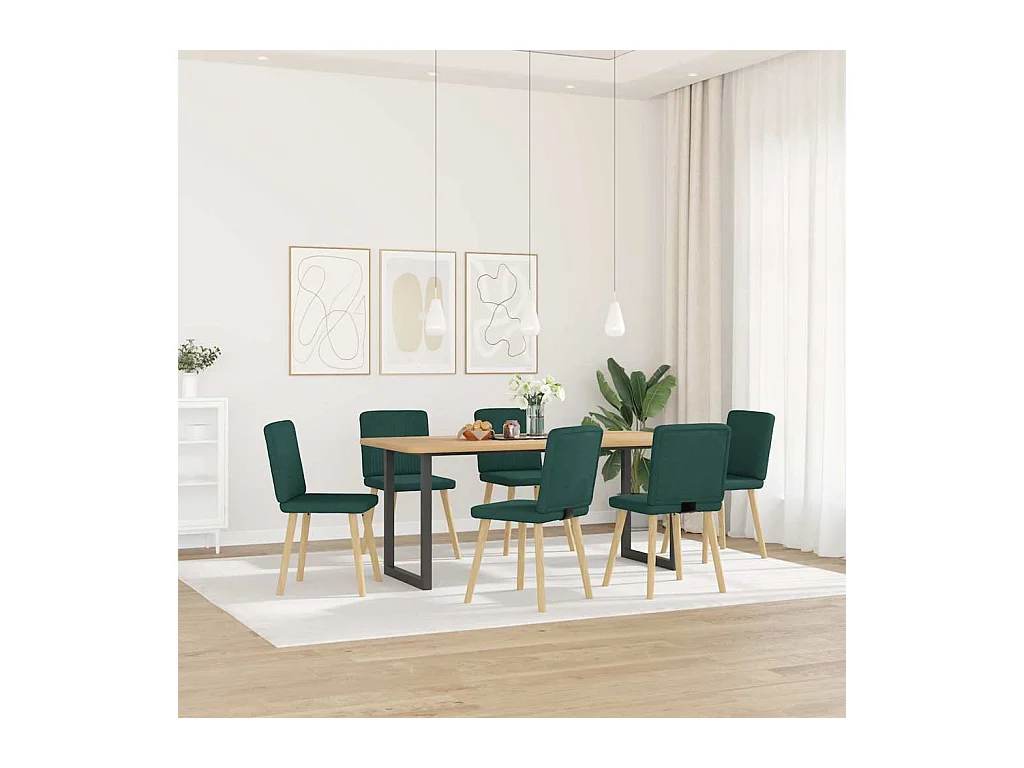 Chaises à manger lot de 6 vert foncé tissu