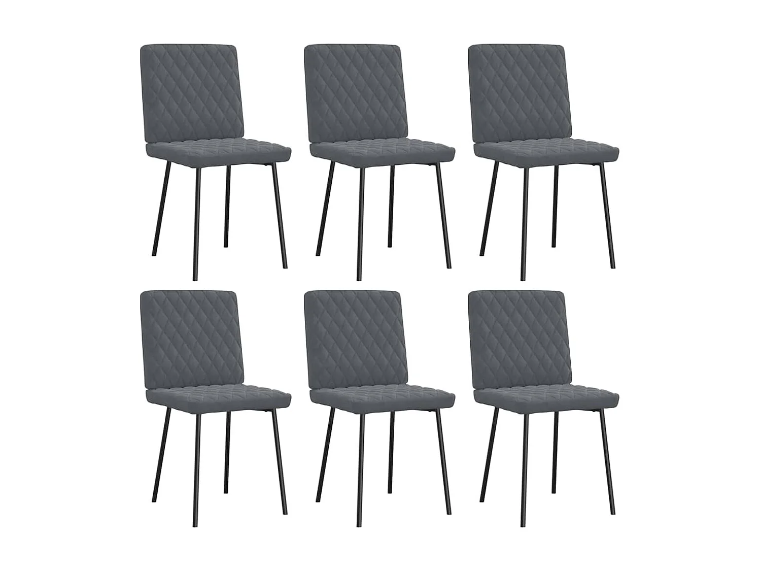 Chaises à manger lot de 6 gris foncé velours