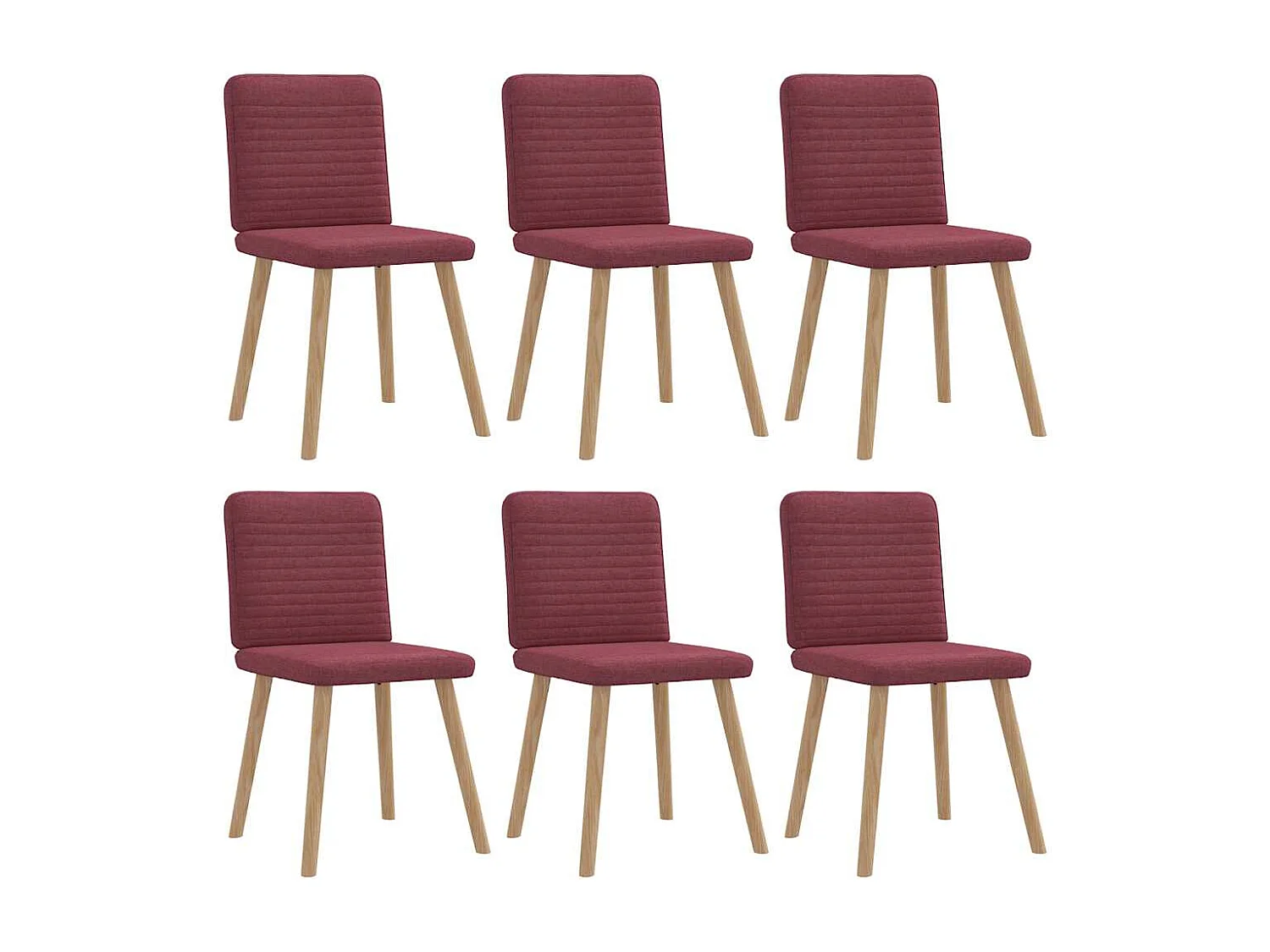 Chaises à manger lot de 6 rouge bordeaux tissu