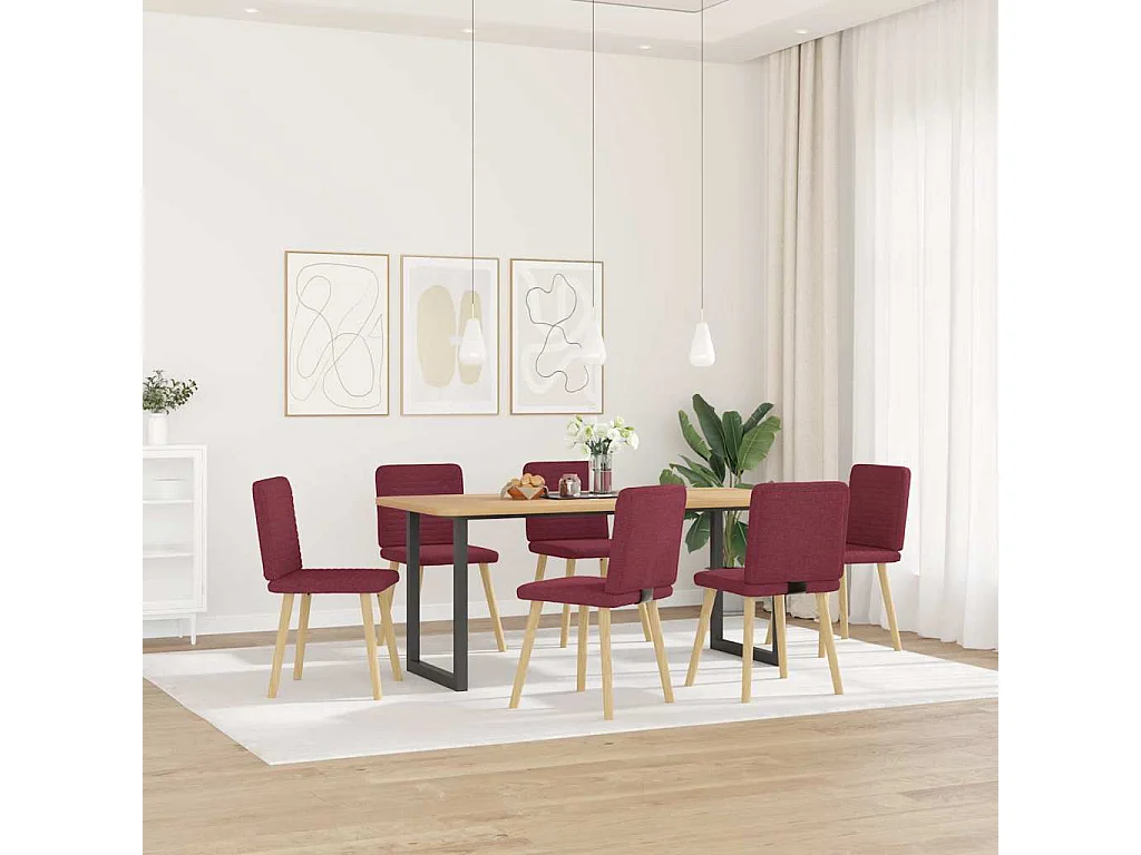 Chaises à manger lot de 6 rouge bordeaux tissu
