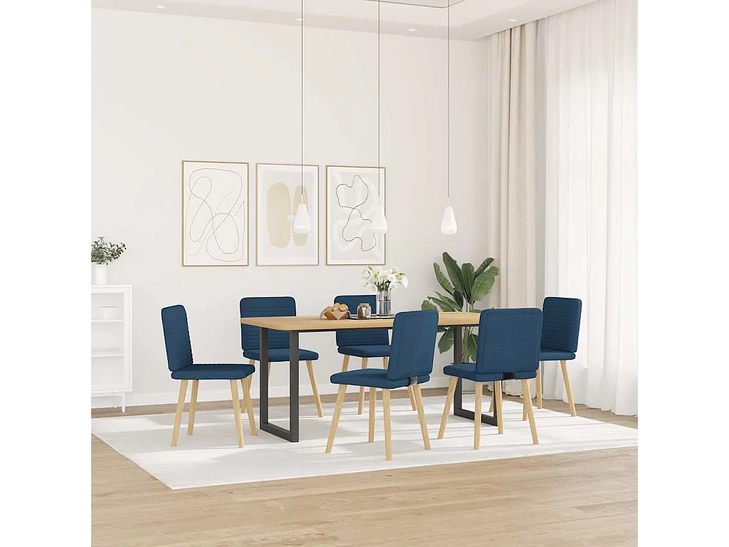 Eetkamerstoelen 6 st stof blauw