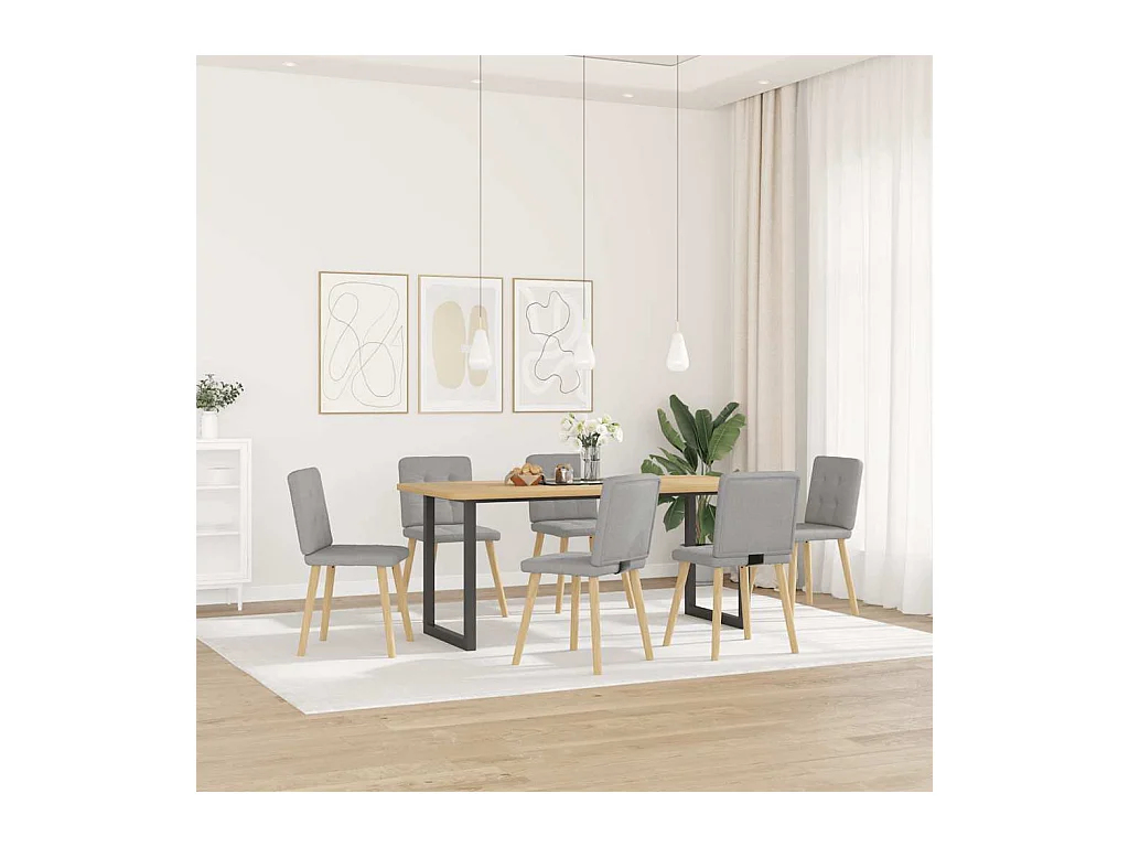 Cadeiras de jantar 6 peças tecido cinza nuvem