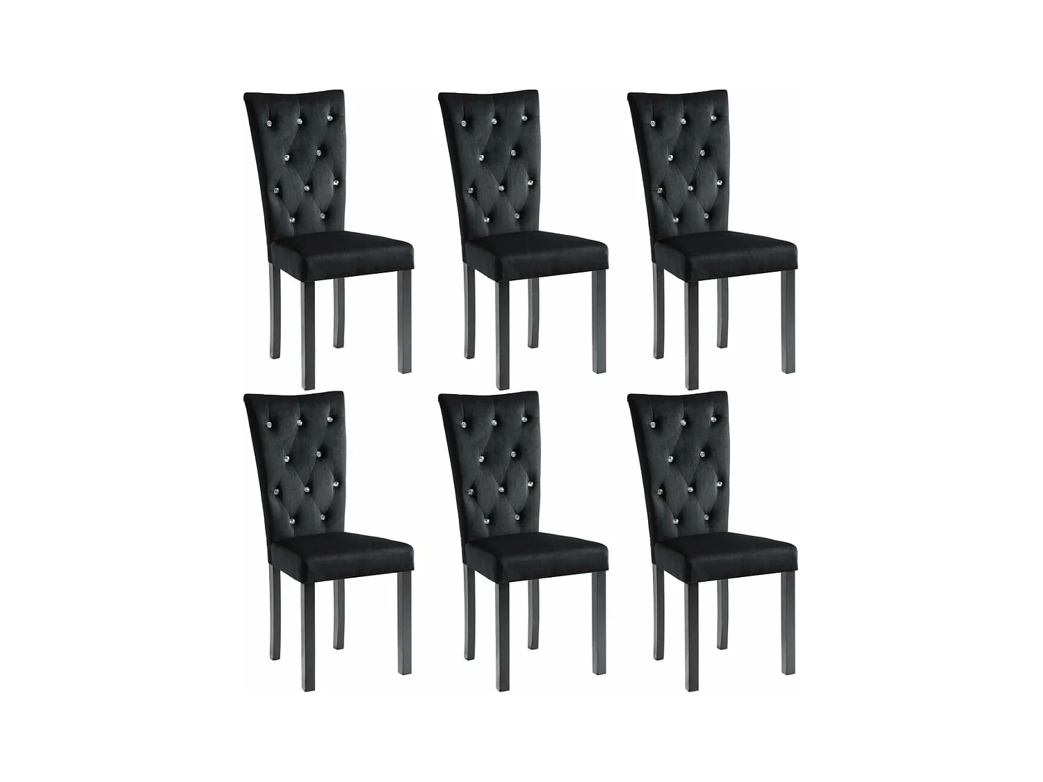 Chaises à manger lot de 6 noir velours