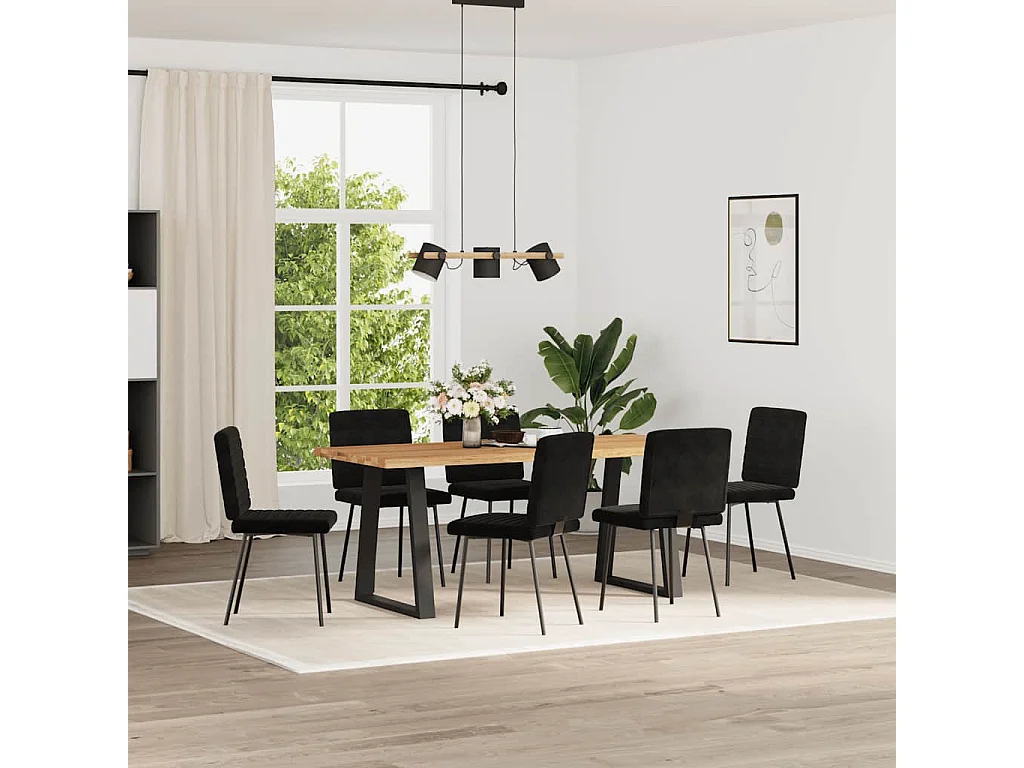 Silla de comedor 6 unidades terciopelo negro