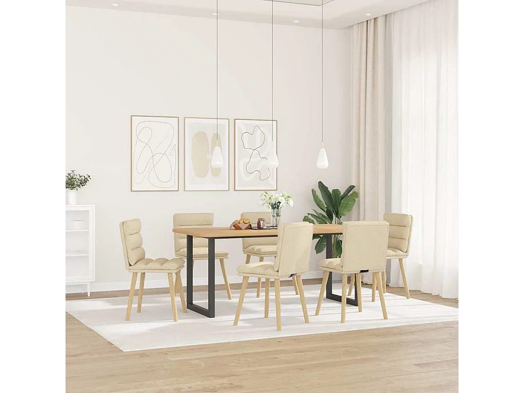 Chaises à manger lot de 6 crème tissu