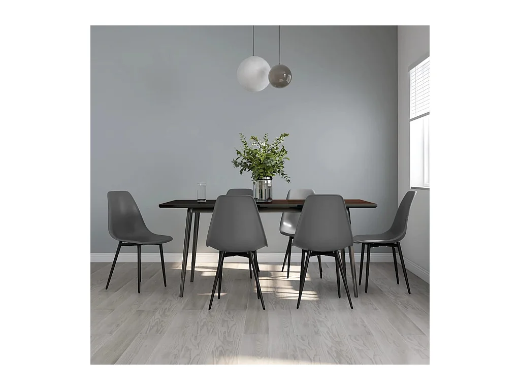 Chaises à manger lot de 6 gris PP