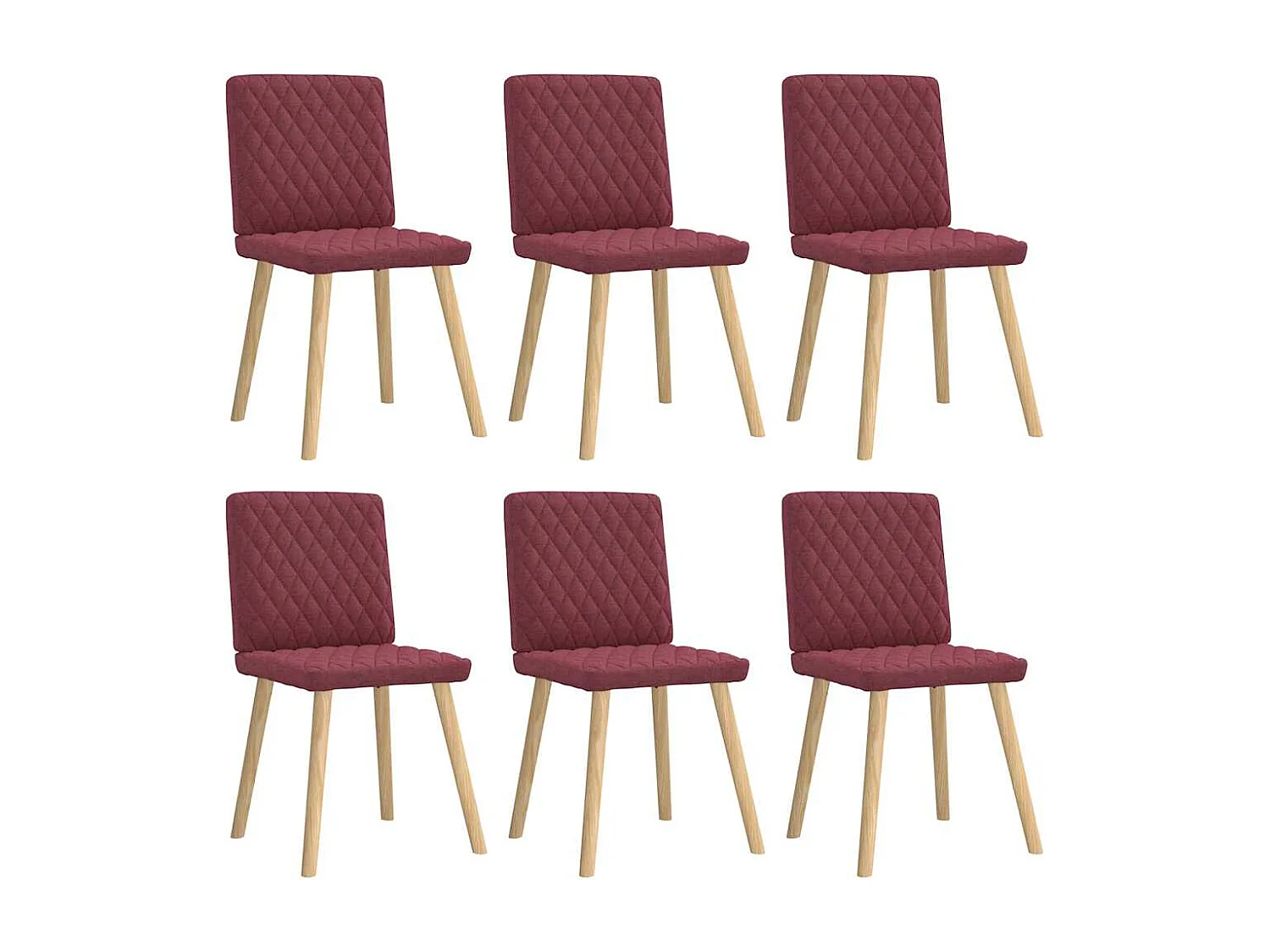 Chaises à manger lot de 6 rouge bordeaux tissu