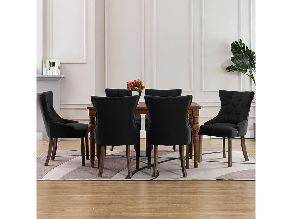 Chaises à manger lot de 6 noir tissu