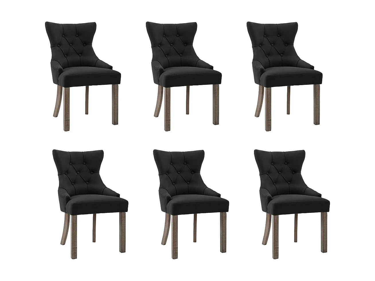 Chaises à manger lot de 6 noir tissu