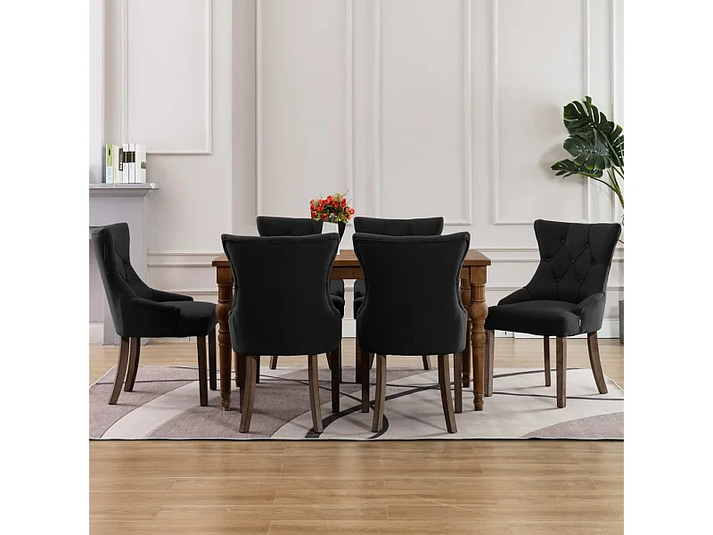 Chaises à manger lot de 6 noir tissu
