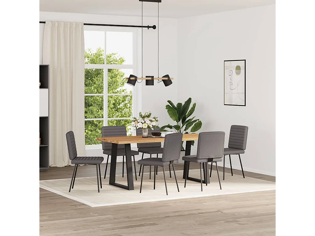 Eetkamerstoelen 6 st kunstleer grijs