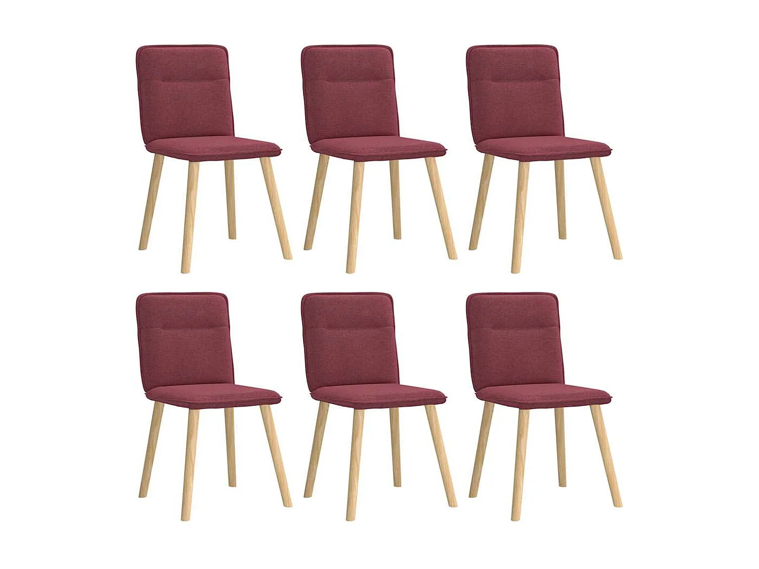 Chaises à manger lot de 6 rouge bordeaux tissu
