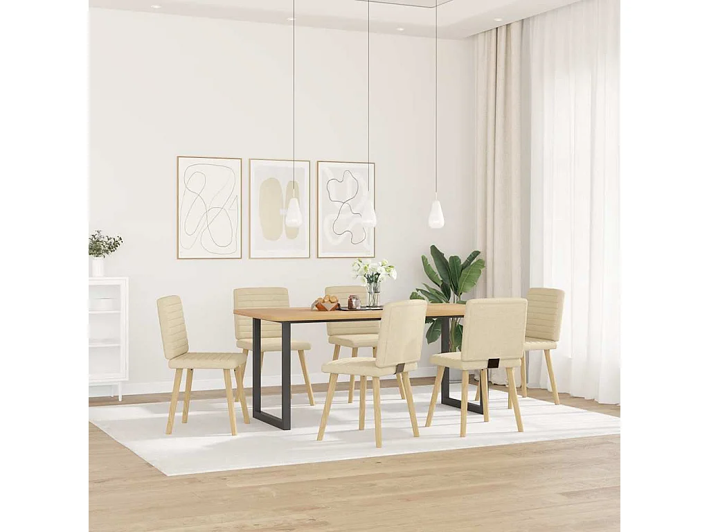 Chaises à manger lot de 6 crème tissu
