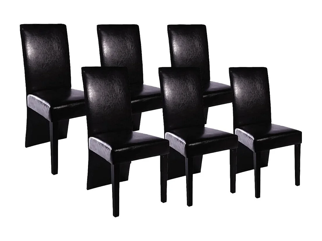 Chaises à manger lot de 6 noir similicuir