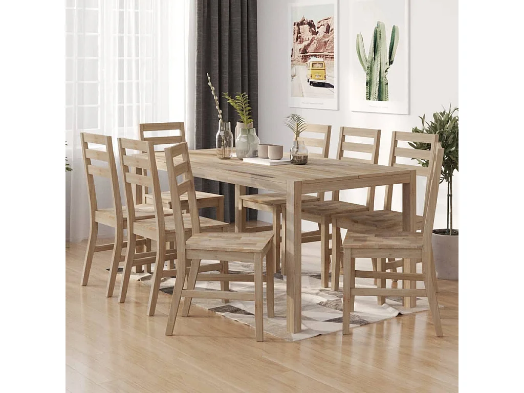 Eetkamerstoelen 8 st massief acaciahout