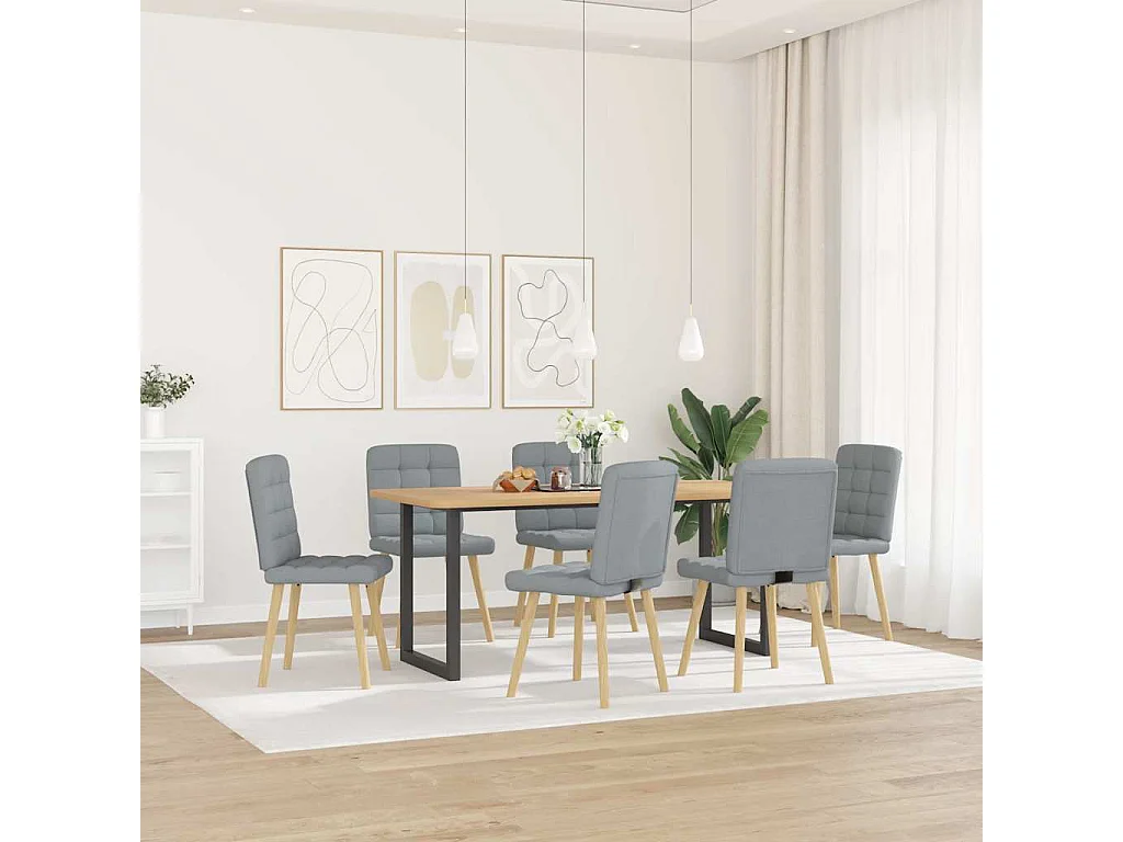 Eetkamerstoelen 6 st stof lichtgrijs