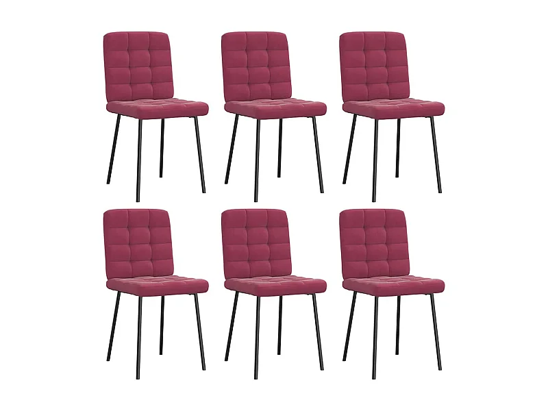 Chaises à manger lot de 6 rouge bordeaux velours
