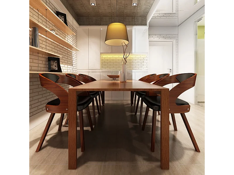 Sillas de comedor 6 unidades cuero sintético marrón