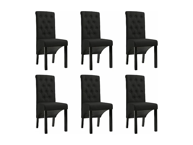 Chaises à manger lot de 6 noir tissu