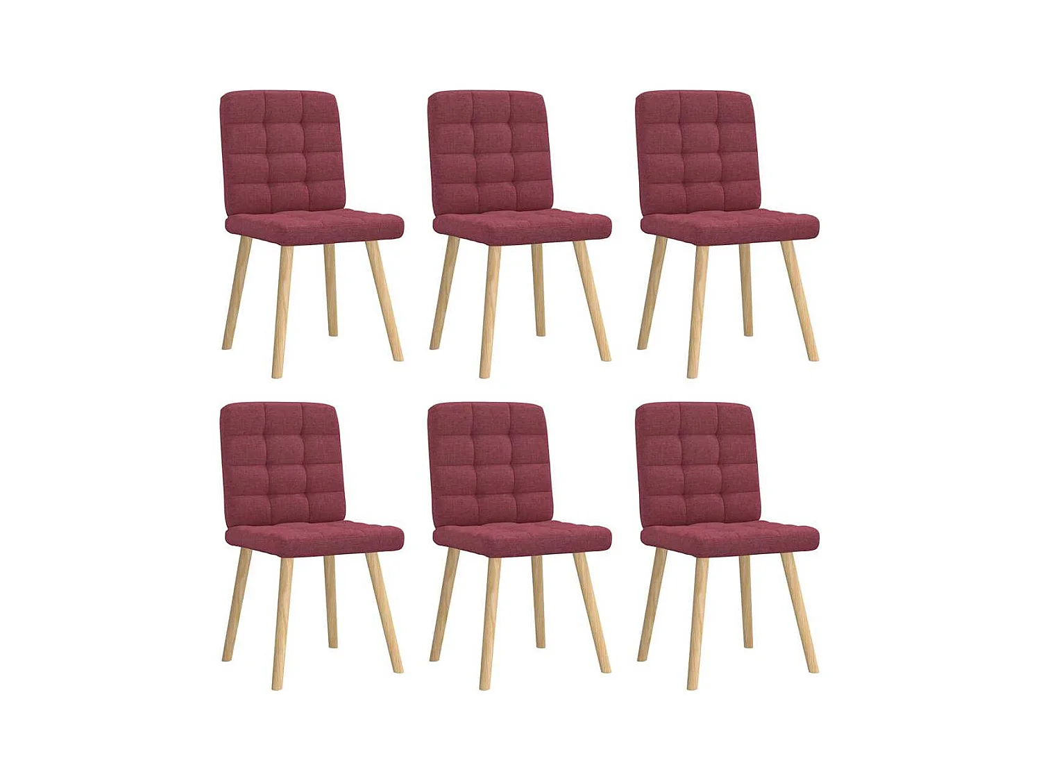 Chaises à manger lot de 6 rouge bordeaux tissu