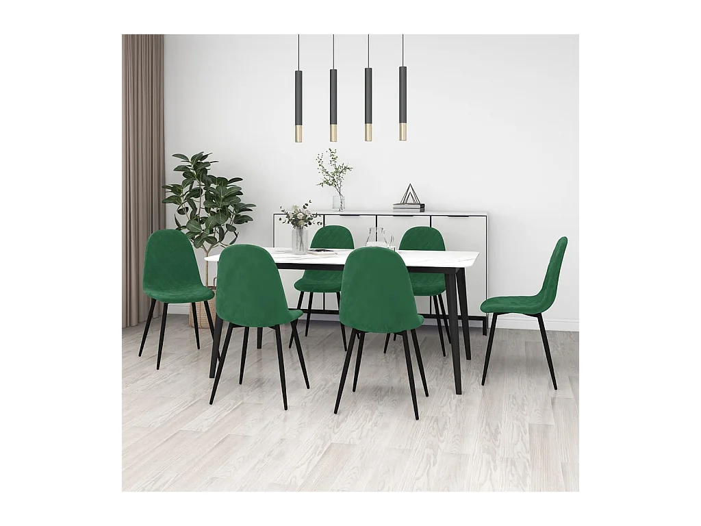 Chaises à manger lot de 6 vert foncé velours