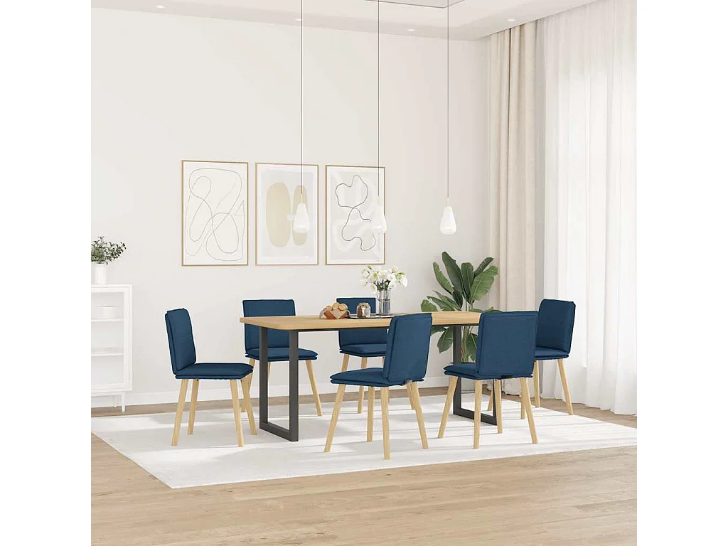 Eetkamerstoelen 6 st stof blauw