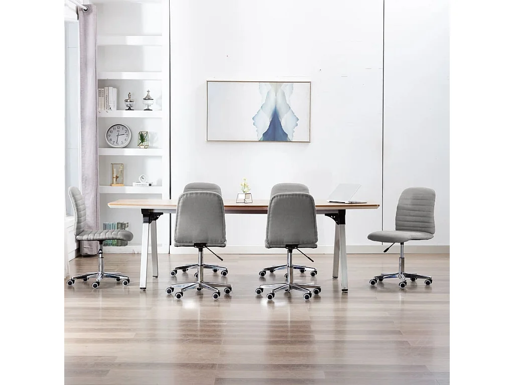 Eetkamerstoelen 6 st stof lichtgrijs