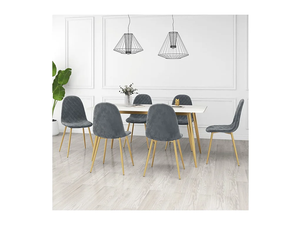 Chaises à manger lot de 6 vert foncé velours