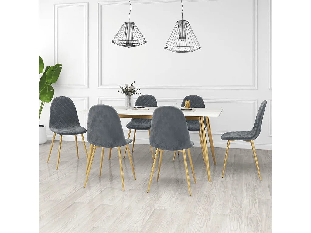 Chaises à manger lot de 6 vert foncé velours