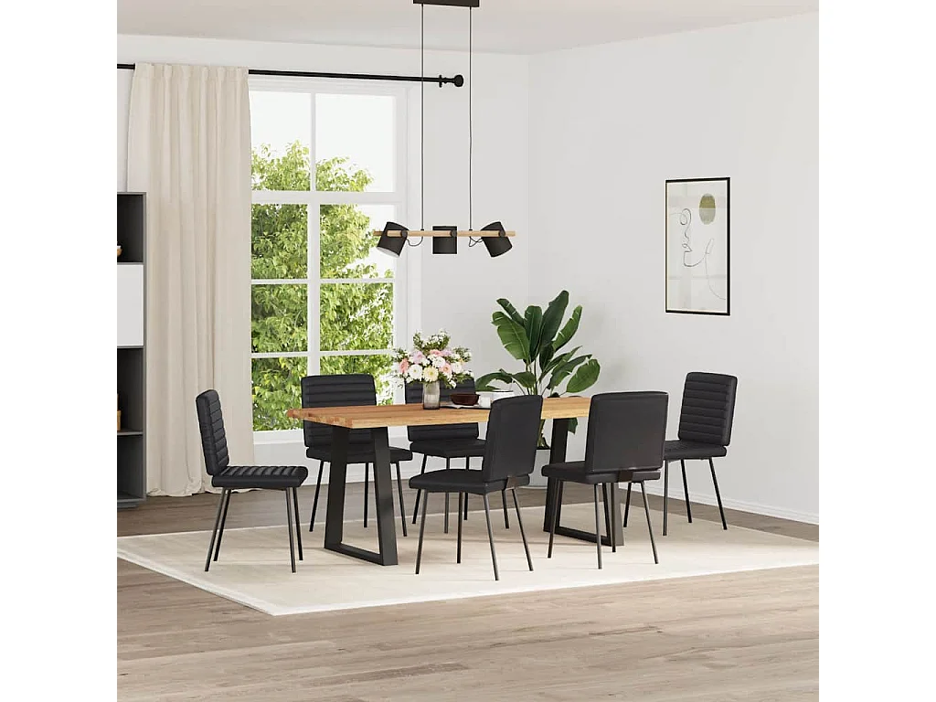 Sillas de comedor 6 unidades cuero sintético negro