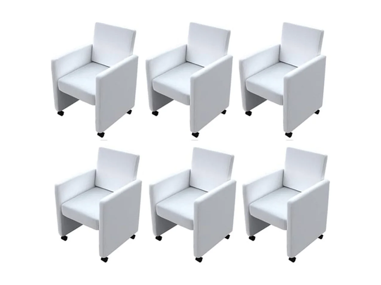 Chaises à manger lot de 6 blanc similicuir