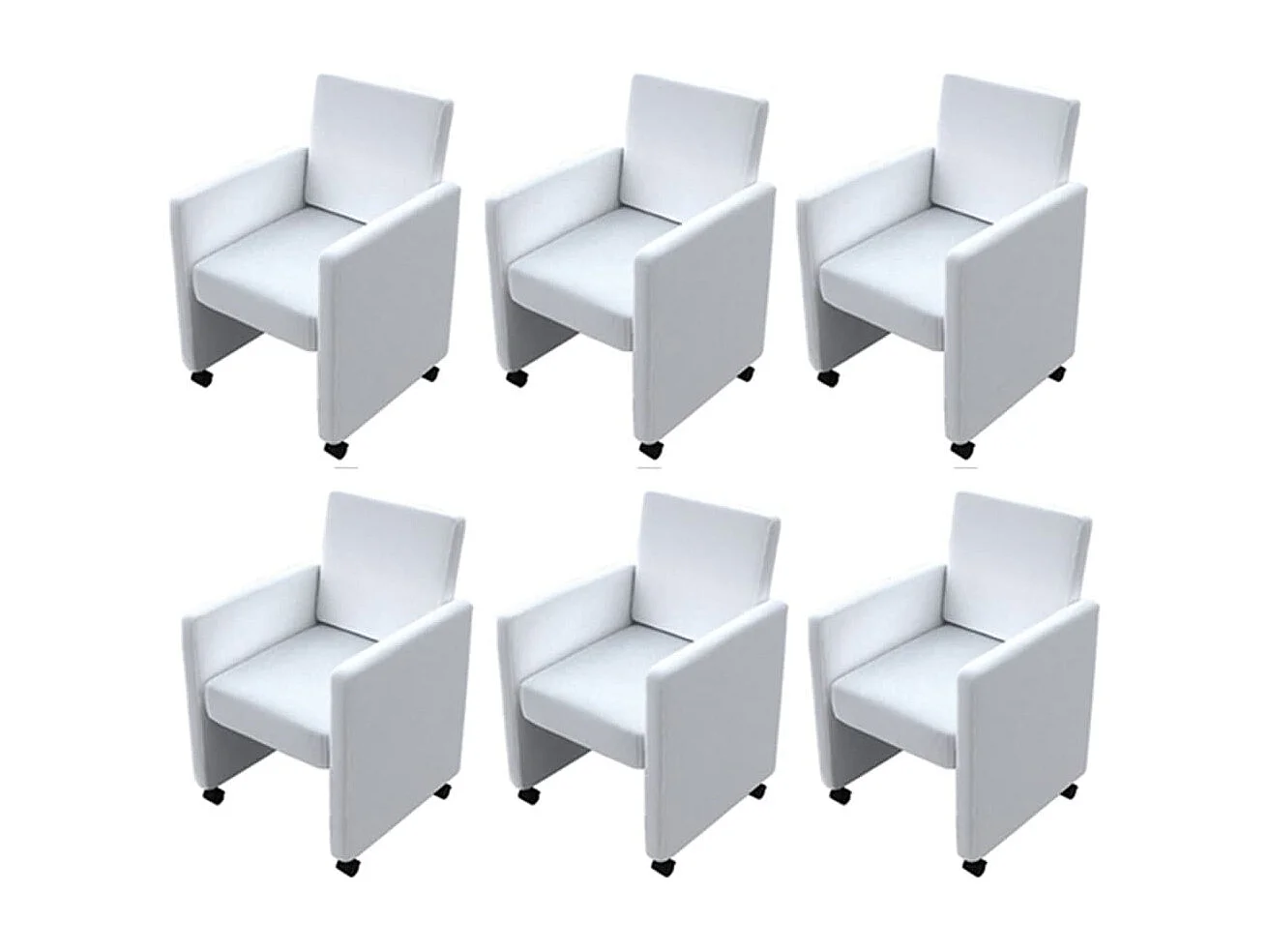 Chaises à manger lot de 6 blanc similicuir