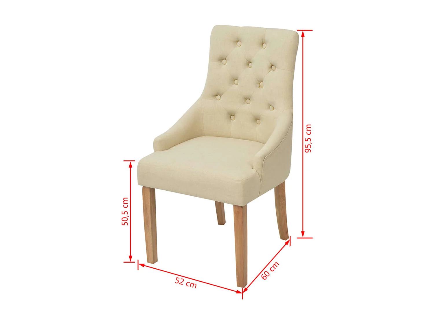 Chaises à manger lot de 6 crème tissu