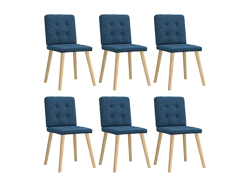 Chaises à manger lot de 6 bleu tissu