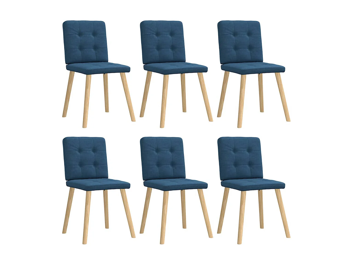 Chaises à manger lot de 6 bleu tissu