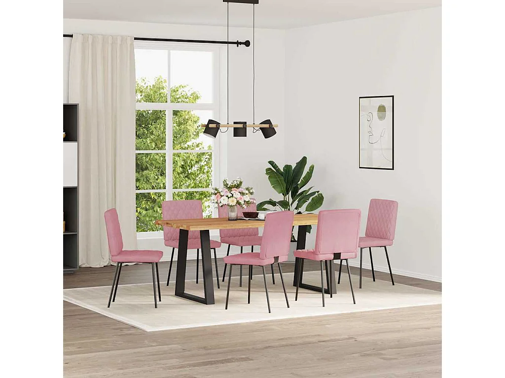 Chaises à manger lot de 6 rose velours