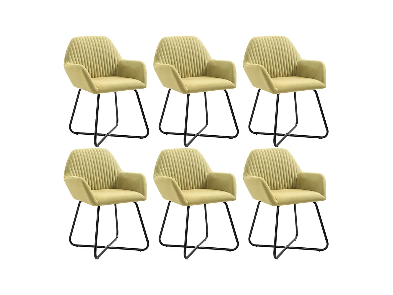 Chaises à manger lot de 6 vert tissu
