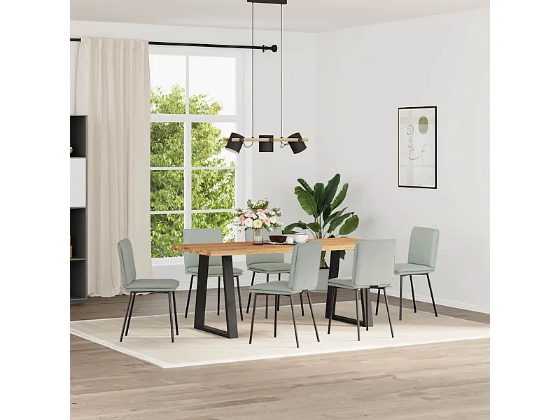 Chaises à manger lot de 6 gris clair velours