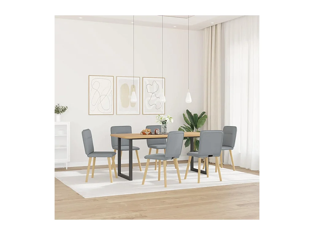 Eetkamerstoelen 6 st stof lichtgrijs